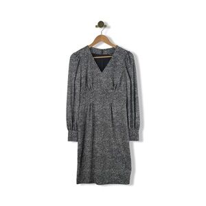 Brooks Brothers Knit Abstract V-Neck Long Sleeve Sheath Dress